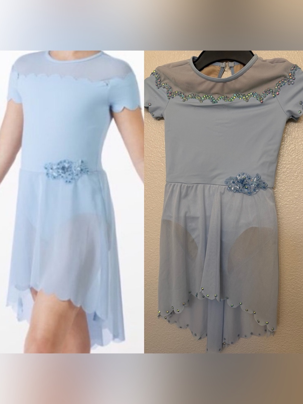 Weissman dance costume custom blue modest scallop dress Grow 13405 child IC 7/8